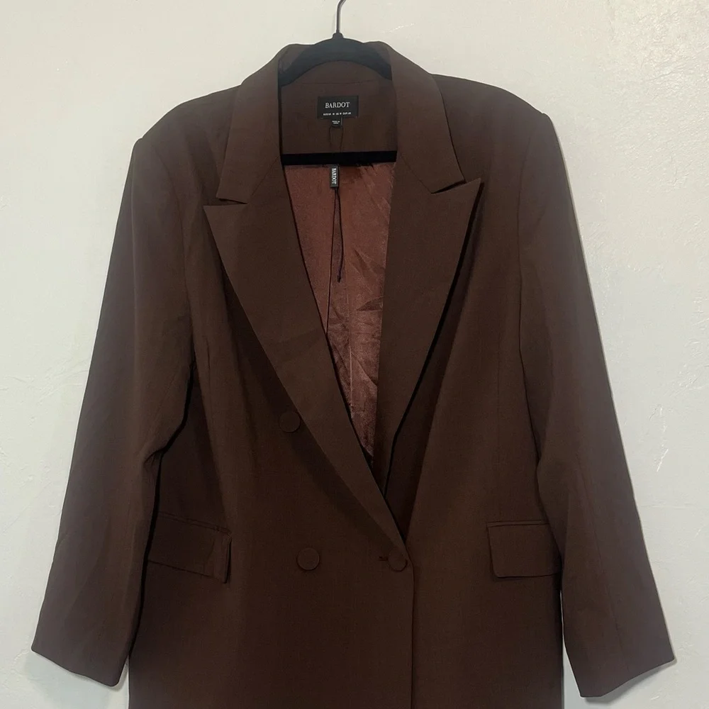 Bardot Oversized Double Breasted Blazer NWOT Chocolate Brown Medium - Picture 6 of 12